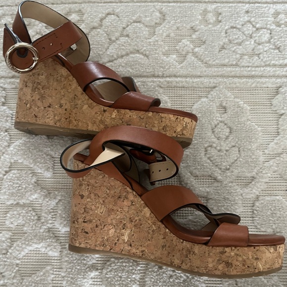 Jimmy Choo Aleili Cork Platform Wedge Sandals Brown Leather Size 36 - Picture 5 of 8